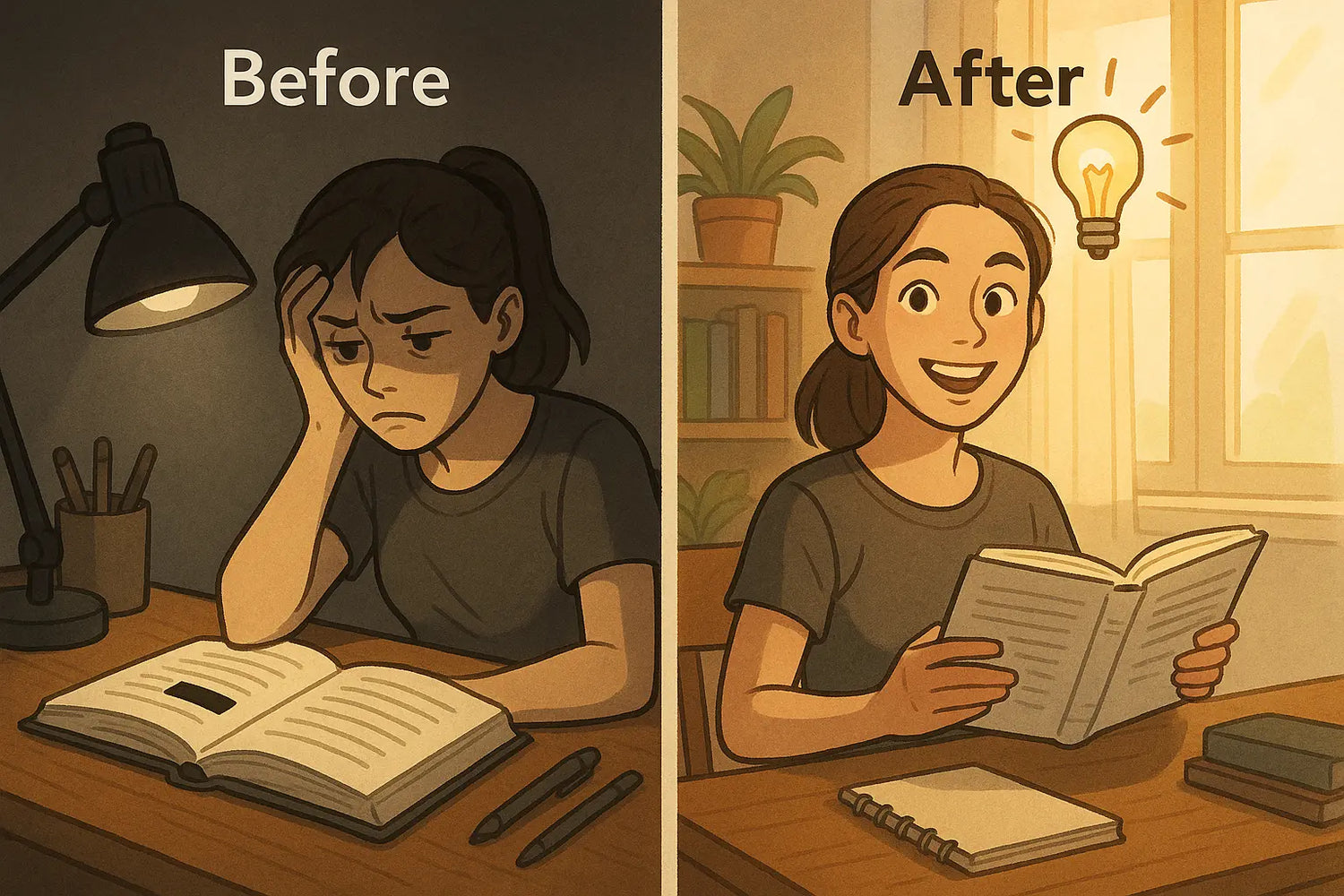 Student's transformation from confusion to confidence whilst solving a reading comprehension puzzle at desk