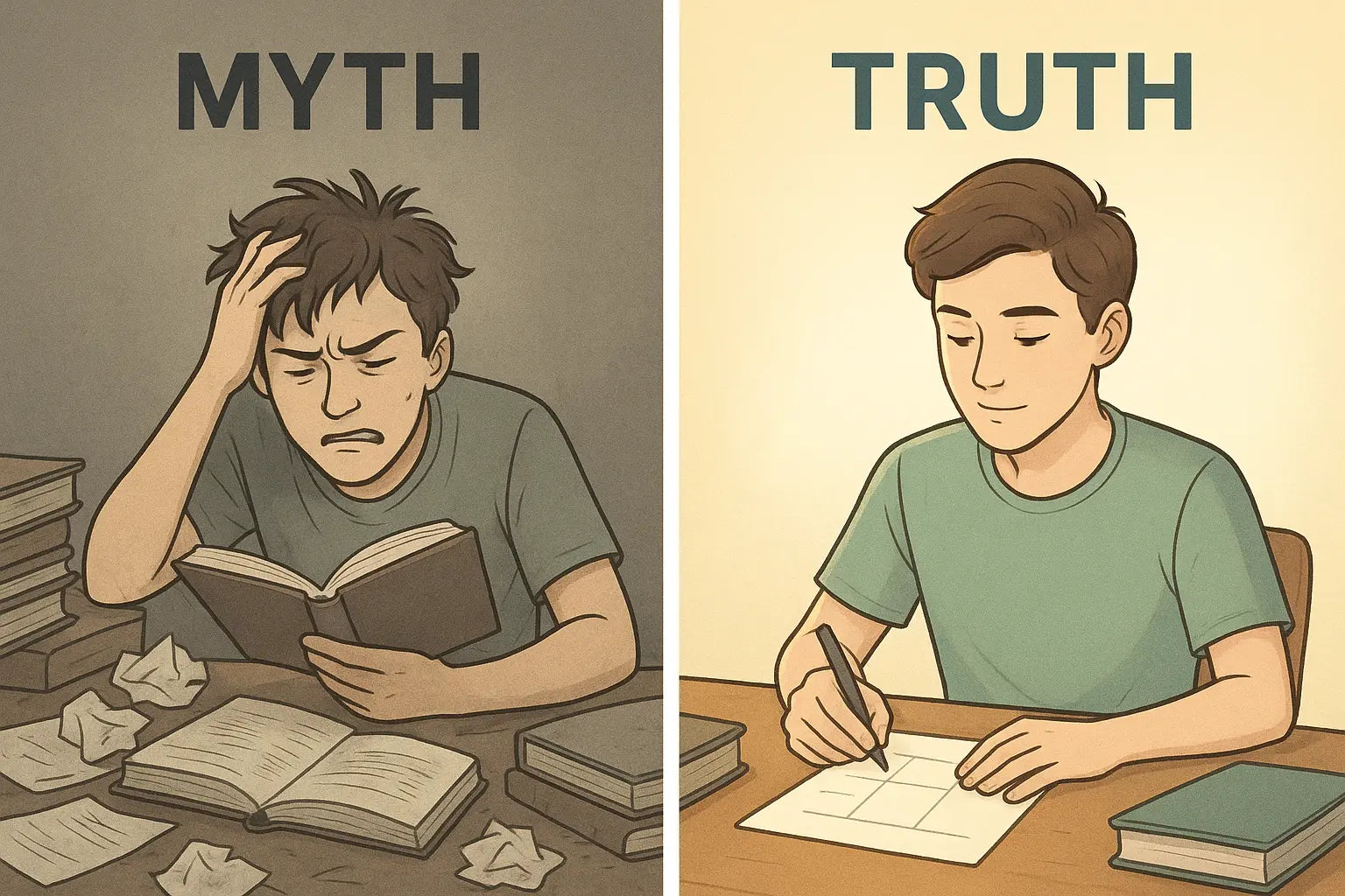 Student using a three-column chart to find main ideas with confidence