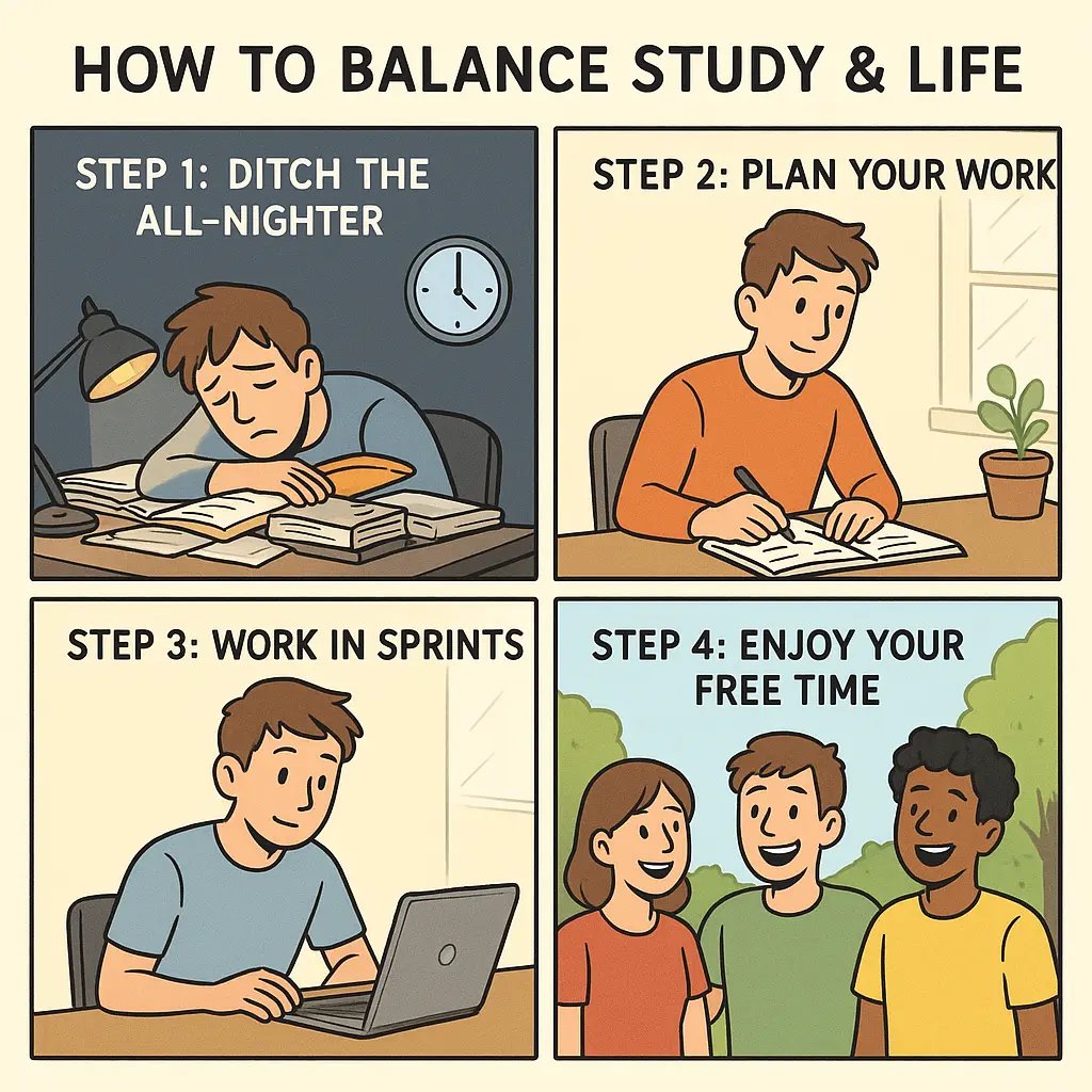 A cheerful student enjoying time with friends in a park, representing balanced academic success and social wellbeing