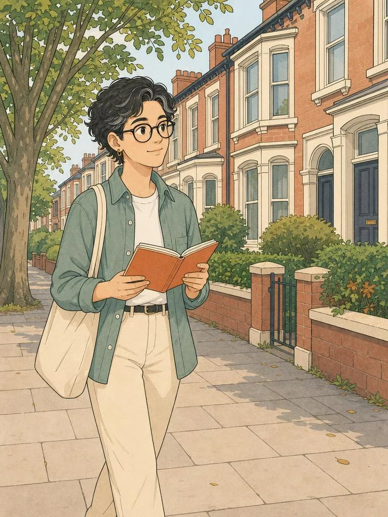 Student walking to a library during exam season in Liverpool